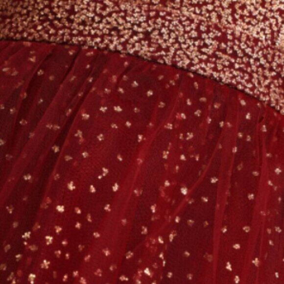 Lulus Women's Skater‎ Mini Dress Burgundy Sparkling Gold Fairy Grunge Whimsigoth - Picture 3 of 3